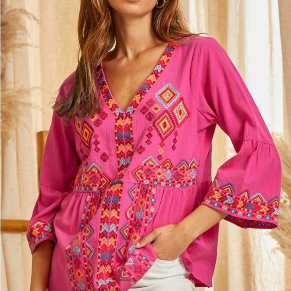 Savannah Jane embroidered top 1X-3X.